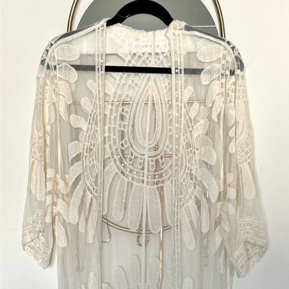 🦋 Floral bohemian sheer kimono beach cover up - Picture 10 of 12